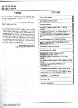 Honda BF115A 130A Outboard Service Manual 1998