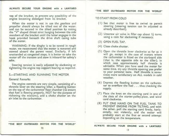 British Seagull Outboard Cold Starting Procedure Fuel and Ignition