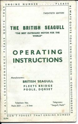 Seagull Outboard Owner Operating Instructions Manual 1960s
