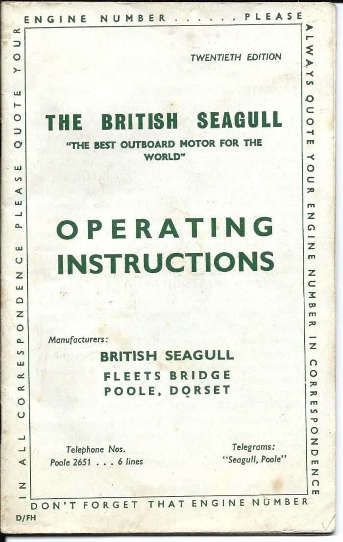 Seagull Outboard Owner Operating Instructions Manual 1960s