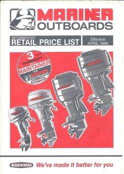 Mariner Outboards Retail Price List 1990